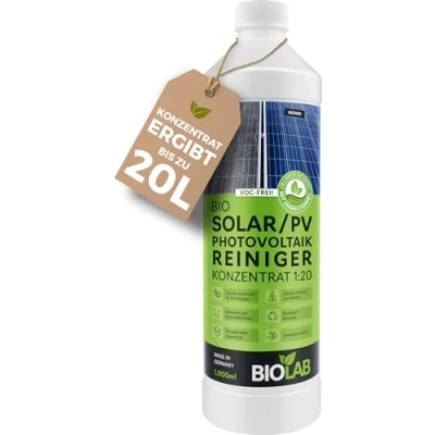 Obrázek BIOLAB Solární a PV fotovoltaický čistič koncentrát 1: 20 (1 litr) pro čištění solárního systému, fotovoltaického balkonové elektrárny, panelu, zařízení