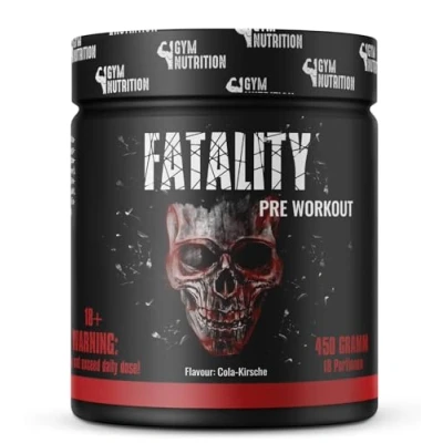 Obrázek FATALITY Ultra Hardcore Booster Pre Workout prášek 2023 USA Matrix Gym ATP + L arginin citrulin Beta Alanin kofein 450 g příchuť cola třešně fitness