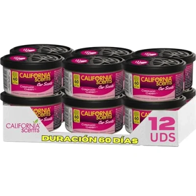 Obrázek California Car Scents 8000034 plechovky s vůní třešeň 12 plechovek vč. víček, fialové, sada