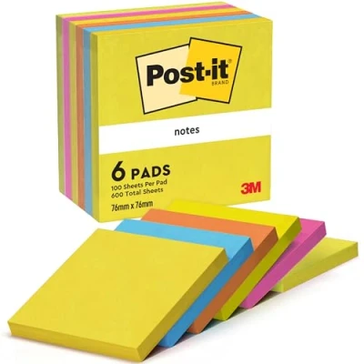 Obrázek Post it, samolepící papírky na poznámky (76 x 76 mm), 6 bločků, různé barvy
