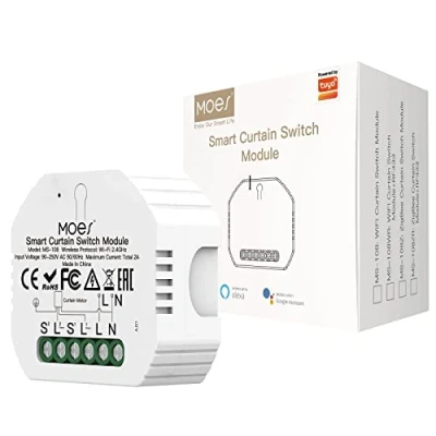 Obrázek MOES WiFi modul pro roletový spínač Wlan Alexa, Tuya rolety, žaluzie, spínací hodiny, motor rolet, kompatibilní s hlasovými asistenty Alexa Google Assistant, dálkové ovládání Smart