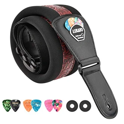 Obrázek LEKATO Memory Foam gepolsterter Gitarrengurt 3&#039;&#039;Breite Gitarrengurte Verstellbare Länge von 45&quot; bis 55&quot; für E Bassgitarren
