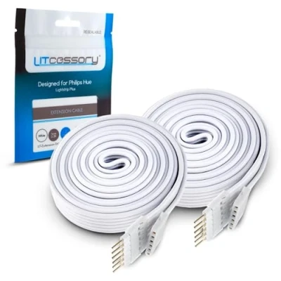 Obrázek Litcessory Prodlužovací kabel pro Philips Hue Lightstrip Plus (1m, 2 kusy, bílý STANDARD 6 POLIG V3)