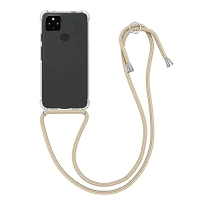 Obrázek kwmobile Necklace Case kompatibilní s Google Pixel 4a 5G pouzdro silikonový kryt řetízkem na mobil pásek zlatý