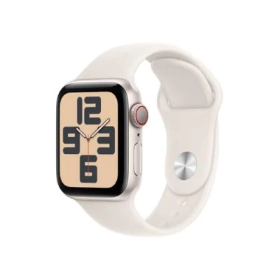 Obrázek Apple Watch SE 2024 4G 40mm Zlatá (Béžový Silikonový Náramek M/L)