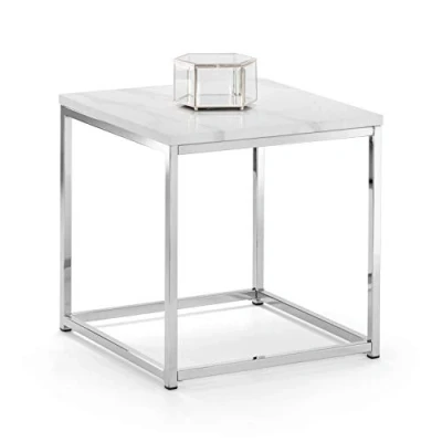 Obrázek Julian Bowen Scala Lampentisch, Weißer Marmoreffekt/Chrom, Höhe: 50, Breite: Tiefe: 50cm