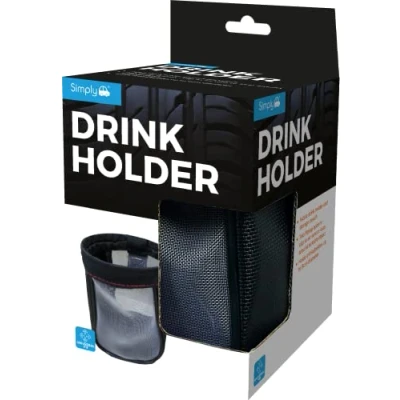 Obrázek Simply DH02 držák nápojů a úložná taška z látky, do auta, na šálky, sklenice, plechovky, láhve atd., průměr až 9 cm, 2 možnosti přizpůsobení