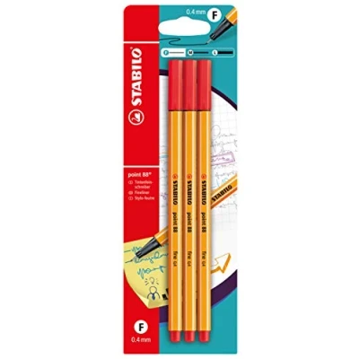 Obrázek Fineliner STABILO point 88 balení 3 ks červený