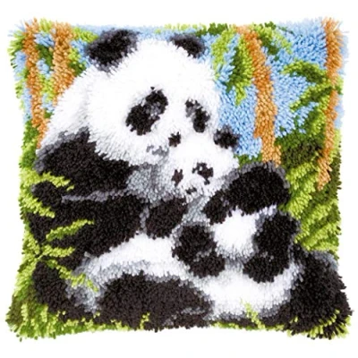 Obrázek Vervaco Pandas polštář na koleno s háčky, bavlna, vícebarevný, 40 x 1 cm