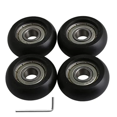 Obrázek BQLZR 8x32x12mm Schwarz Engineering Kunststoff Lager Stahlkugellager Führungsrolle Runde Radlast 191 KG für Tür Fenster Pack von 4