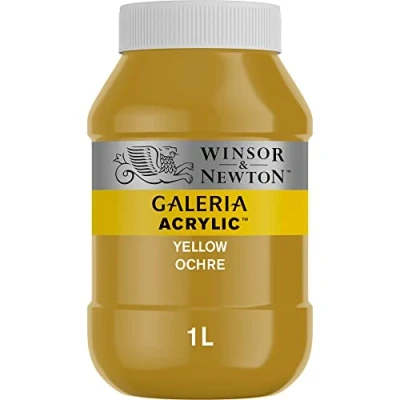 Obrázek Winsor &amp; Newton Akrylová barva Galeria 2154744, vysoká pigmentace, stálobarevná, máslová konzistence, 1000 ml hrnec žlutý okr