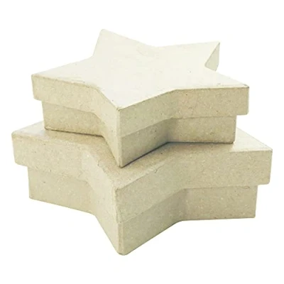 Obrázek Decopatch Décopatch BTS909C 2 krabice ve tvaru hvězd, plochá z papír maché, k ozdobení, perfektní pro dekoraci vašeho bytu, kartonová hnědá, balení ks