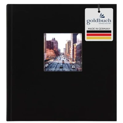 Obrázek goldbuch 27977 Fotoalbum s okénkem, Bella Vista, upomínkové album 30 x 31 cm, foto 60 černých stran oddělovacími listy z pergamenu, fotokniha ze lnu, černá