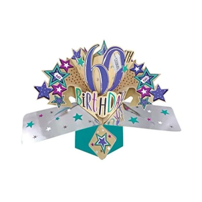 Obrázek Happy 60th Birthday Pop up přání Originální Second Nature 3D pohlednice