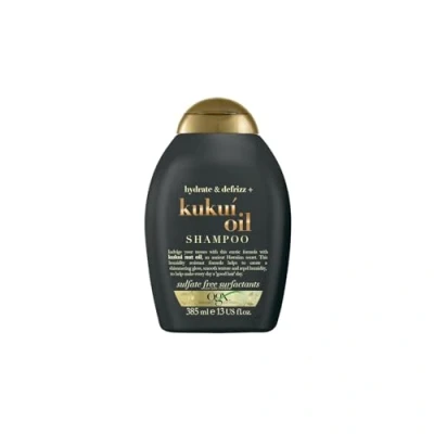 Obrázek OGX Hydrate &amp; Defrizz + Kukui Oil Shampoo (385 ml), hydratační šampon pro péči o vlasy s kukuinovým olejem, exotická receptura proti krepatění, bez sulfátů