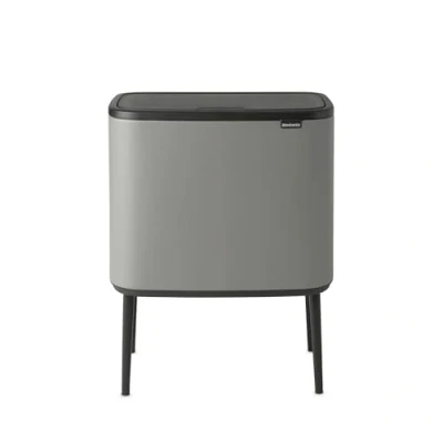 Obrázek Brabantia 221460 Bo Touch Bin 2 x 30 litrů vnitřní koš (minerální beton šedý) odpadkový / recyklovaný kuchyňský s vyjímatelnými přihrádkami + zdarma sáček na odpadky