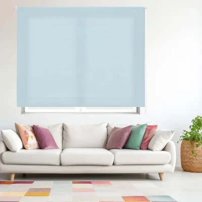 Obrázek Blindecor Ara Lichtdurchlässiges Rollo Hellblau 120 x 175 cm (BxH) Stoffgröße 117 170 Rollos für fenster