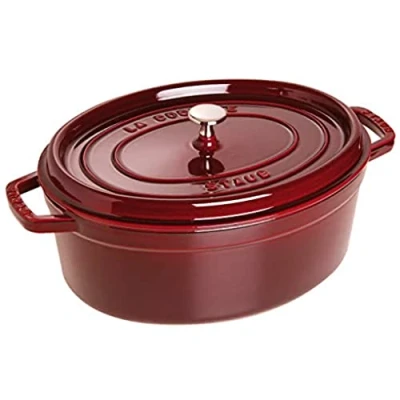 Obrázek Cocottes/oválný pekáč s víkem Staub (4,25 l, vhodný pro indukci, smaltovaný vnitřní povrch hrnce v matné černé), Grenadina, 31 cm