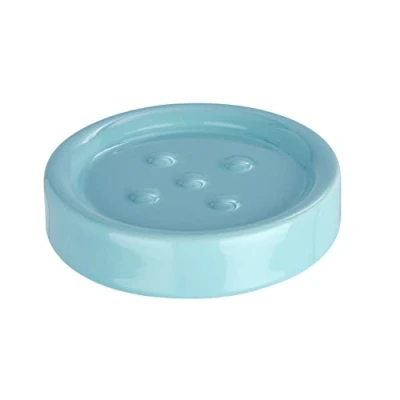Obrázek WENKO Přihrádka na mýdlo Polaris Pastel Blue keramika miska ideální pro ruční mýdlo, keramika, 11 x 2,5 cm, světle modrá, pastelově cm