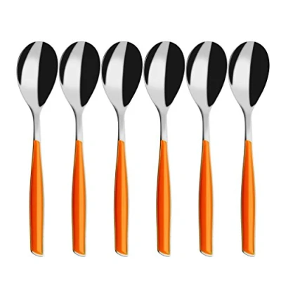 Obrázek BUGATTI, Glamour, Set mit 6 Kaffeelöffeln aus Edelstahl 18/10 und ORANGE Griff, Bugatti Pro Tech Systemform, spülmaschinenfest