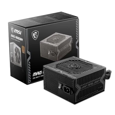 Obrázek MSI MAG A550BN napájecí zdroj, EU zástrčka 550W, 80 Plus Bronzová certifikace, ATX 12V Single Rail, DC/DC měnič napětí, 120mm ventilátor