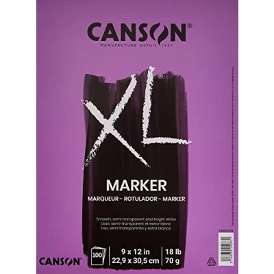 Obrázek Canson XL Series Marker Paper Pad poloprůhledná pro tužku, tužku nebo popisovač, Fold Over, 8,2 kg, 9 x 12 palců, bílá, 100 listů (400023336)