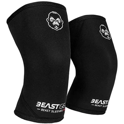 Obrázek Beast Gear Kniebandage, 7 mm Knieschoner aus Neopren, Doppelschichtig, Kraftsport für Unterstützung und Schutz, Gewichtheben, Crossfit, Powerlifting, Strongman, Kniebeugen, Kreuzheben, L