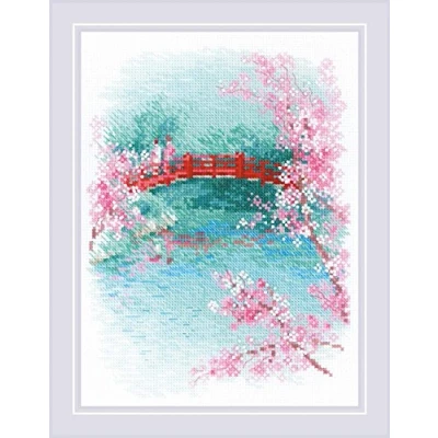 Obrázek Riolis Sakura. Most Sada křížkových stehů, bavlna, vícebarevná, 18 x 24 cm