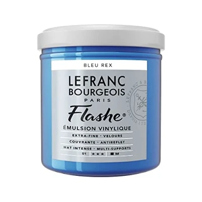 Obrázek Lefranc Bourgeois Akrylová barva a vinylová Flash 300610, vysoce pigmentovaná, elastická, stálobarevná, odolná proti stárnutí, matná, pro vnitřní i venkovní použití, hrnec 125 ml královská modrá