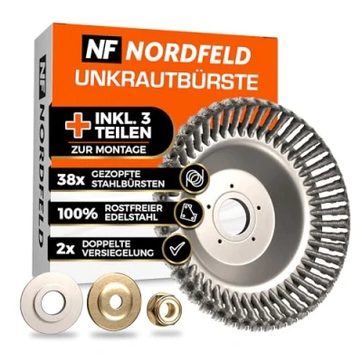 Obrázek NORDFELD Profi kartáč na plevel pro křovinořez s otvorem 25,4 mm Kvalitní divoké plevele motorovou kosu efektivní odstraňování mechu instalačním nástrojem