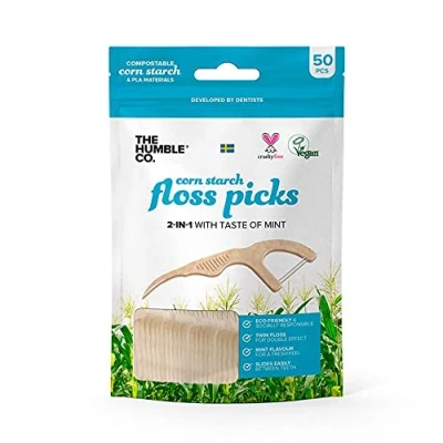 Obrázek The Humble Brush Natural trsátka na zubní nit Flosser tyčinky 4 x 50 kusů