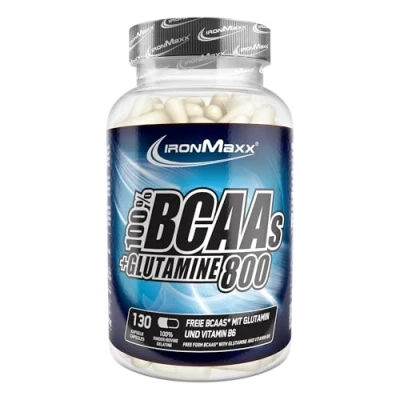 Obrázek IronMaxx BCAA&#039;s + Glutamine 800 (130 Tricaps®) BCAA kapsle, bez cukru a konzervačních látek Vysoké dávky aminokyselinových kapslí včetně všech L glutaminu