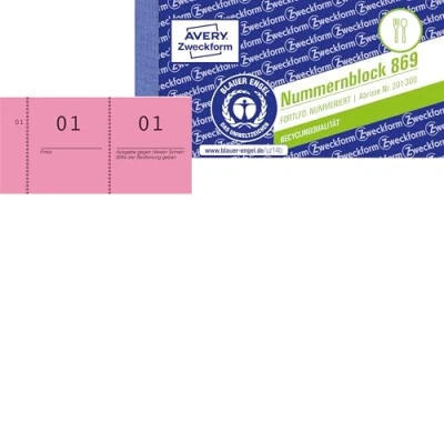 Obrázek AVERY Zweckform 869 10 3 číselný blok (105 x 53 mm, 1 000 průběžně číslovaných trhlin 100 na blok, bloků po číslech, ideální pro akce všeho druhu, tombolas) červená