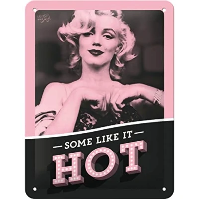 Obrázek Nostalgic Art Retro plechová cedule, 15 x 20 cm, Marilyn Some Like It Hot nápad na dárek pro fanoušky filmu, z kovu, vintage design