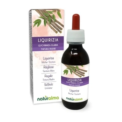 Obrázek lékořice nebo (Glycyrrhiza glabra) kořeny tinktura bez alkoholu Naturalma tekutý extrakt kapky 120 ml doplněk stravy Veganský