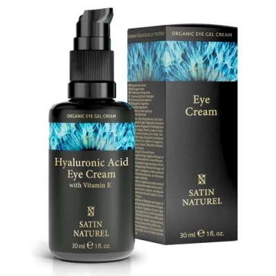 Obrázek Oční krém s BIO Aloe Vera + Hyaluron taurin vitamin E kruhy odstraní okamžitý efekt proti vráskám a kruhům pod očima Eye Cream Vegan 30 ml Satin Naturel