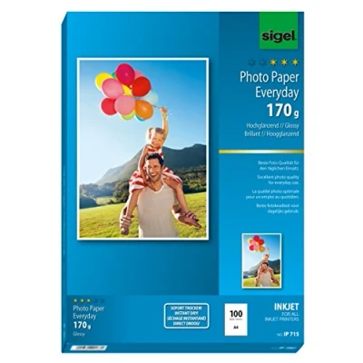 Obrázek SIGEL IP715 InkJet fotopapír s vysokým leskem, bílý, 170 g, A4, 100 listů
