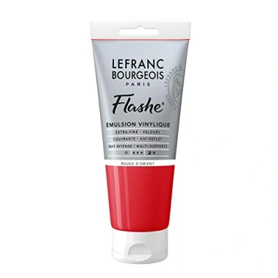 Obrázek Lefranc Bourgeois 300573 Flashe akrylová barva &amp; vinylová barva, vysoce pigmentovaná, elastická, stálá na světle, odolná proti stárnutí, matná, pro vnitřní i venkovní použití, 80 ml tuba orientální červená