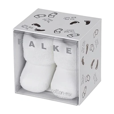 Obrázek FALKE Unisex Baby První ponožky prodyšné, trvale udržitelná bavlna šetrné k pokožce silné obzvláště měkké s plyšem, jednobarevná elastická zóna na kotníku, v dárkové krabičce 1 pár, bílá (White 2000)