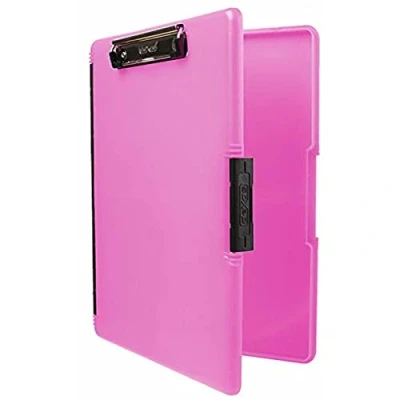 Obrázek Dexas Clipboard Slimcase se 2 přihrádkami a bočním otvorem, neonová růžová, kancelářská upínací prkna pro organizování, nošení uložení, držák A4, kombinuje styl funkčnost,