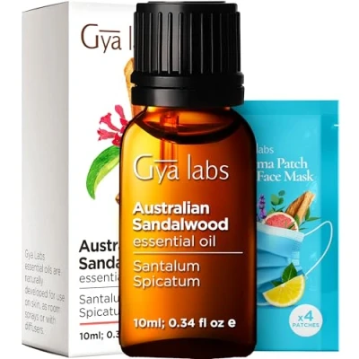 Obrázek Gya Labs Ätherisches Australisches Sandelholzöl Öl für Haut und Haare 100% Reines Natürliches Diffusor, Aromatherapie Warmer, Holziger Duft