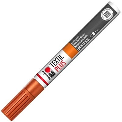 Obrázek Marabu 01180003787 Textil Painter plus, měď 787, tloušťka čáry cca 3 mm, tužka na látku pro světlé a tmavé látky, vodní bázi, měkká rukojeť, po fixaci lze prát do 40 C