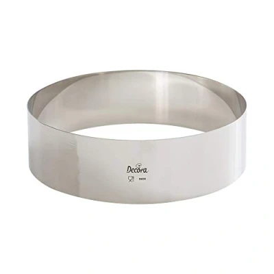 Obrázek DECORA 0063745 Kroužek na dort kulatý z ušlechtilé oceli Ø 12 X V 6 cm, stříbrný/černý
