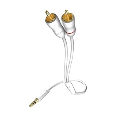 Obrázek inakustik 003100005 adaptér na jack Star 3,5 mm &gt; 2 x RCA pro připojení smartphonů, tabletů nebo PC k HiFi zesilovači 0,5 m v bílé barvě Stínidlo fólie proti vnějším rušivým vlivům