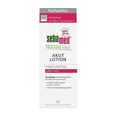 Obrázek Sebamed Suchá pokožka Urea Akut 10% Lotion bez parfému 400 ml s dávkovačem, hydratací, zmírňuje pocit napětí, dlouhodobá ochrana před vysoušením, pro ženy i muže