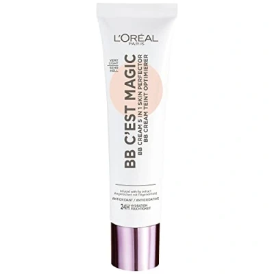 Obrázek L&#039;Oréal Paris Tónovaný denní krém, pro 24h vlhkost a stejnoměrnou pleť, optimalizátor pleti Magic BB č. 01 Very Light (velmi světlá), 1 x 30 ml