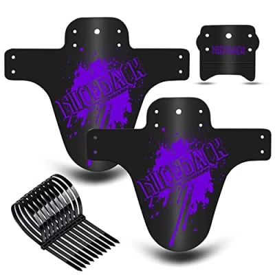 Obrázek NICEDACK MTB blatníky, jízdní kolo Mudguard, 2 kusy Mud Guard, horské kolo, vzadu A vpředu, škrabka proti postříkání (blatníky, fialová)