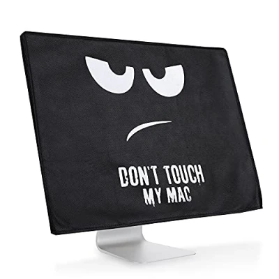 Obrázek kwmobile Pouzdro kompatibilní s Apple iMac 24&quot; přihrádkou pro Magic Keyboard, Mouse a kabelem Don&#039;t Touch My Mac bílá černá