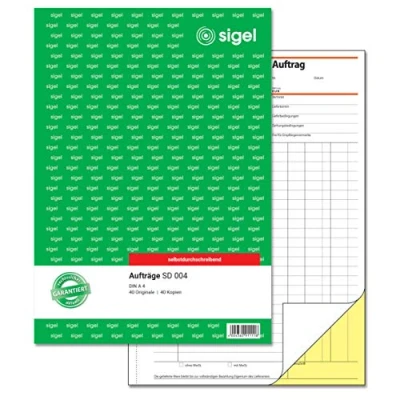 Obrázek SIGEL SD004 Kniha objednávek A4, 2 x 40 listů, propisující, 1 kus, z udržitelného papíru