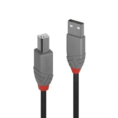 Obrázek LINDY 36673 2m USB 2.0 Typ A an B Kabel, anthra Line Anthrazit